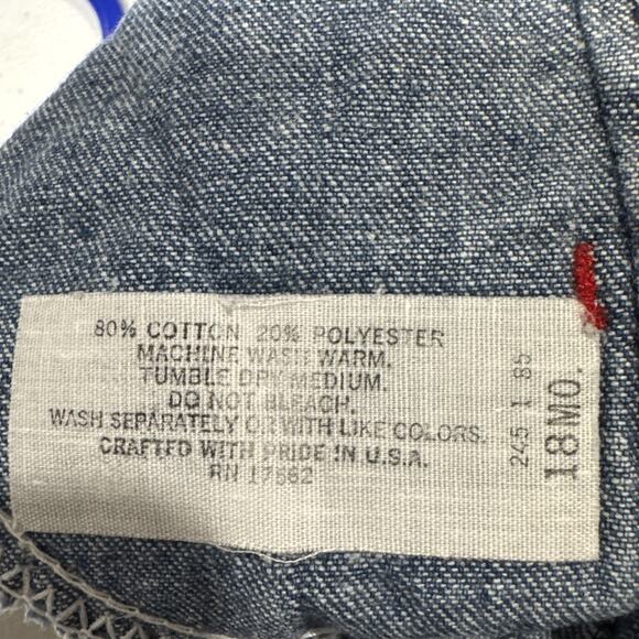 Vintage Baby Boy Bib Overalls Shorts Built Like A Mack Truck 18 Months USA Made - Picture 5 of 7